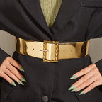 Gold Women's Elastic Waistband Decorative Waist Seal