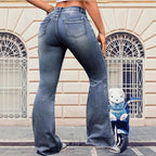 Fashion Elastic Plus Size Women's Denim Flared Pants