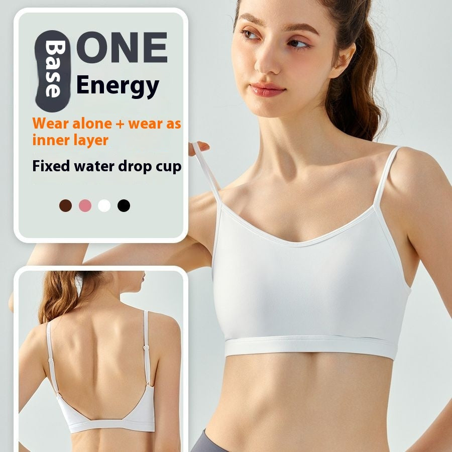 Yoga Vest Women's Water Drop Fixed Cup Spaghetti Strap Underwear