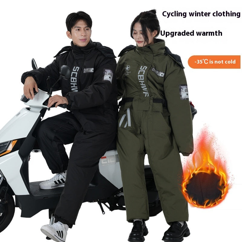 Winter Outdoors Cold-proof Cycling One-piece Work Clothes