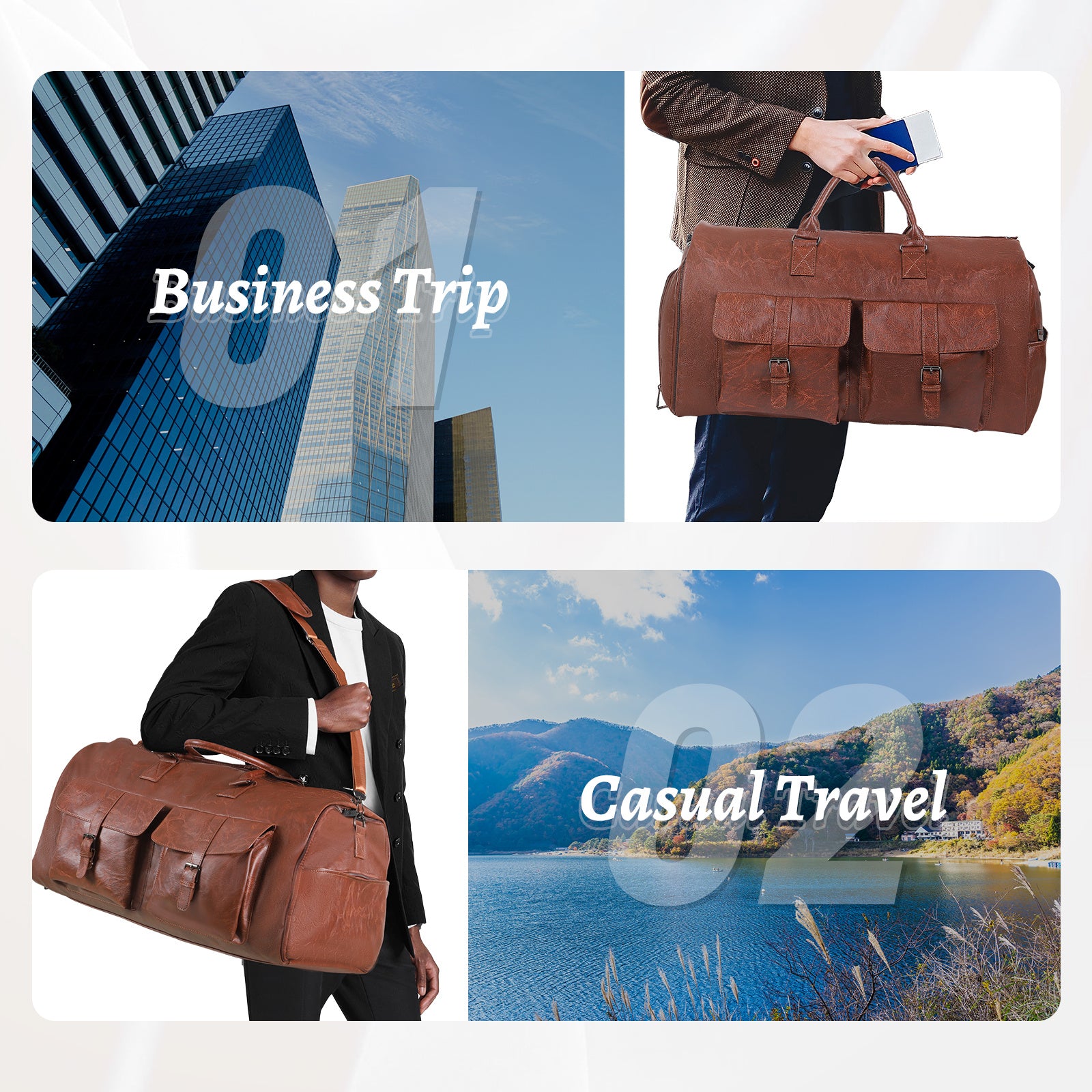 Large Capacity Men's Leather Suit Storage Bag