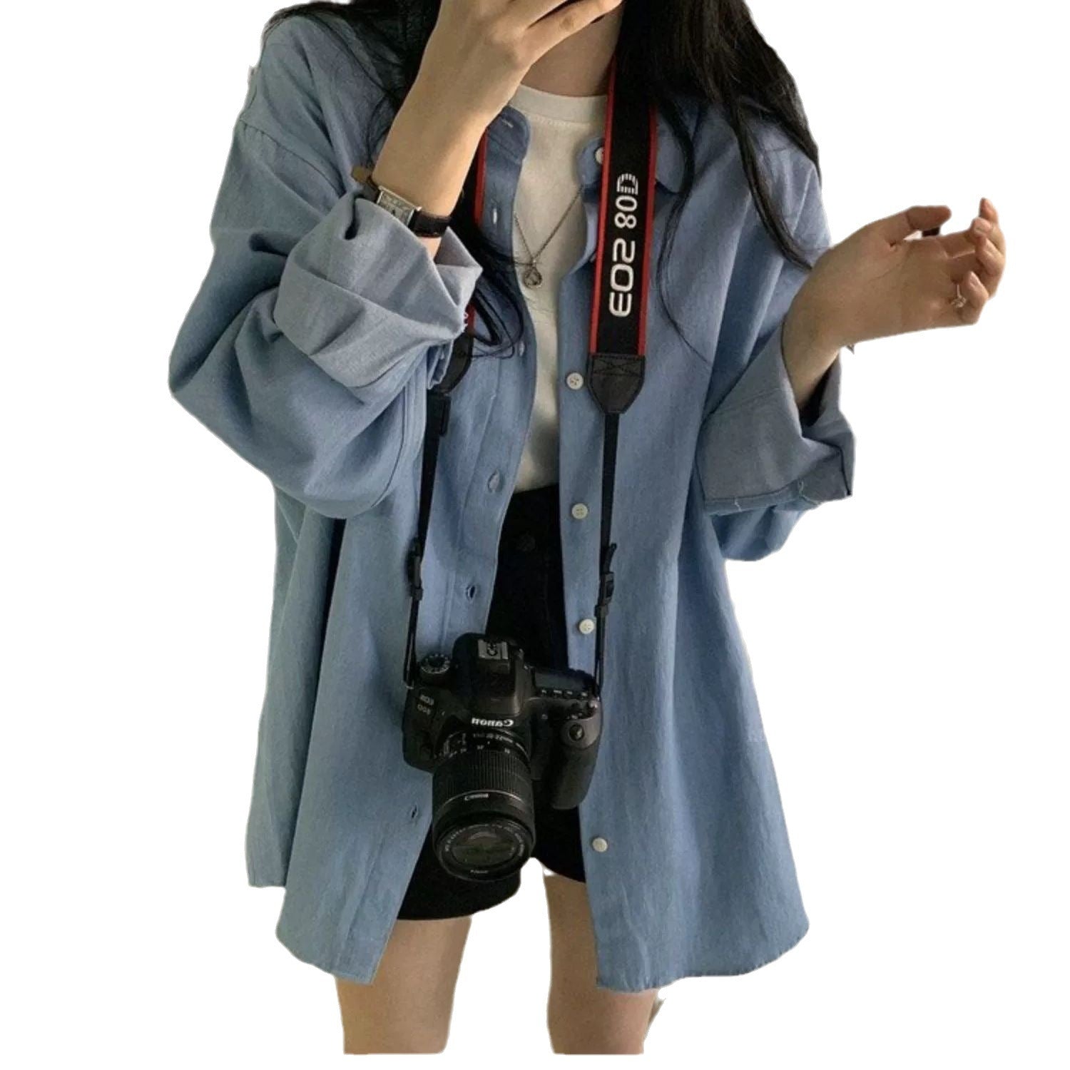 Women's Sun-proof Loose Mid-length Retro Lapels Shirt